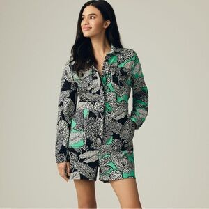 FARM RIO Foliage Green and Black Denim Long Sleeve Romper XL